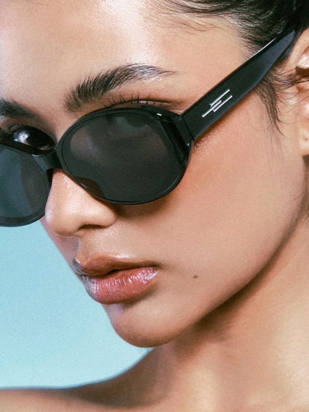 Modern Black Oval Women's Sunglasses with Subtle Temple Accent